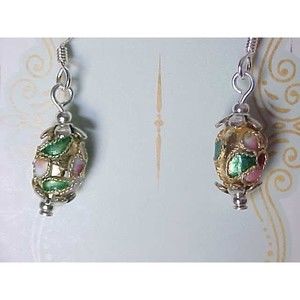 B2G1 Church Sunday Gold Mini Easter Egg Earrings Cloisonne Faberge Basket Gift